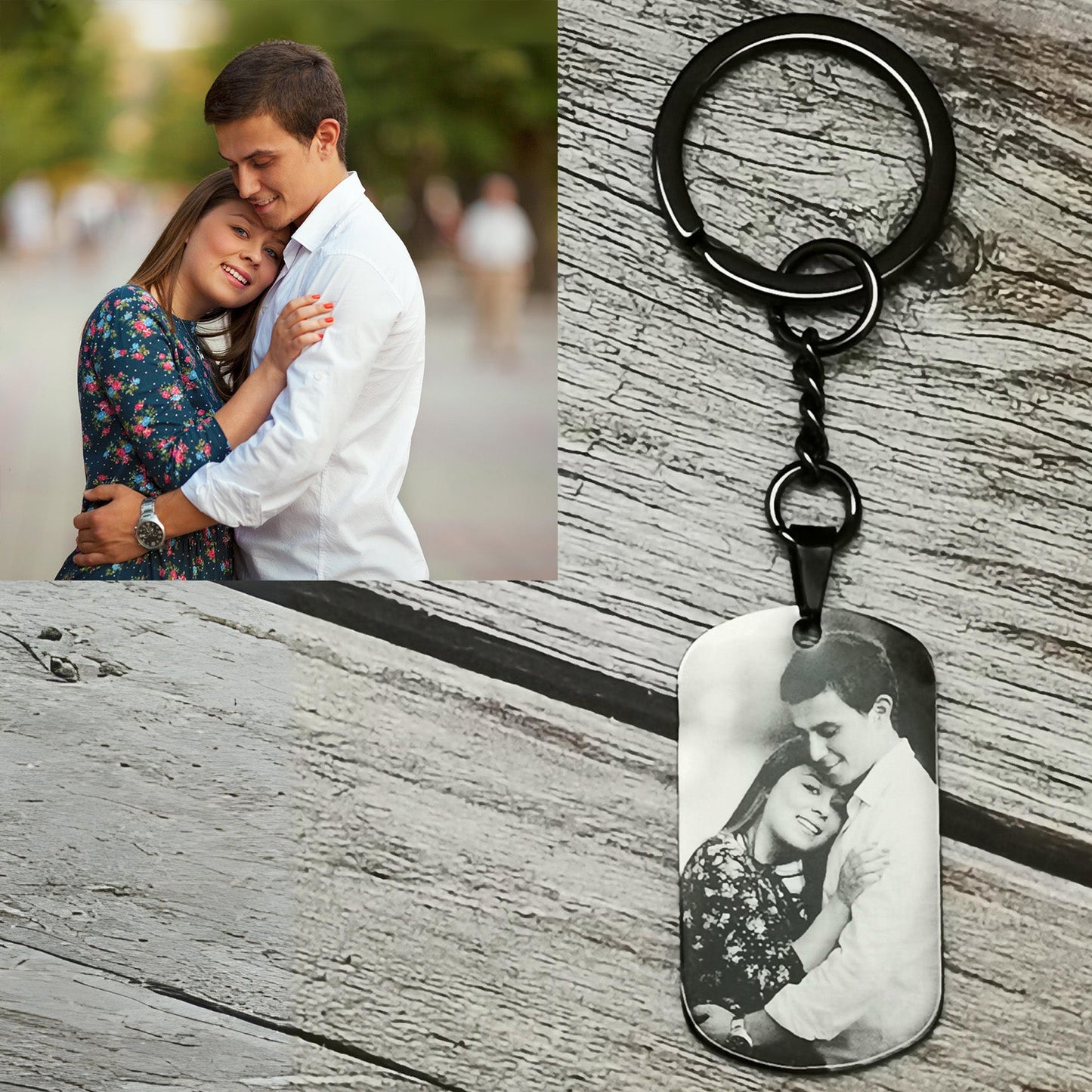 Personalized Customizable Laser-Engraved Keyring, Tag, Necklace Pendant  Photo Gift, Keepsake for Couples, Pet Owner, Dad, Business, Memory