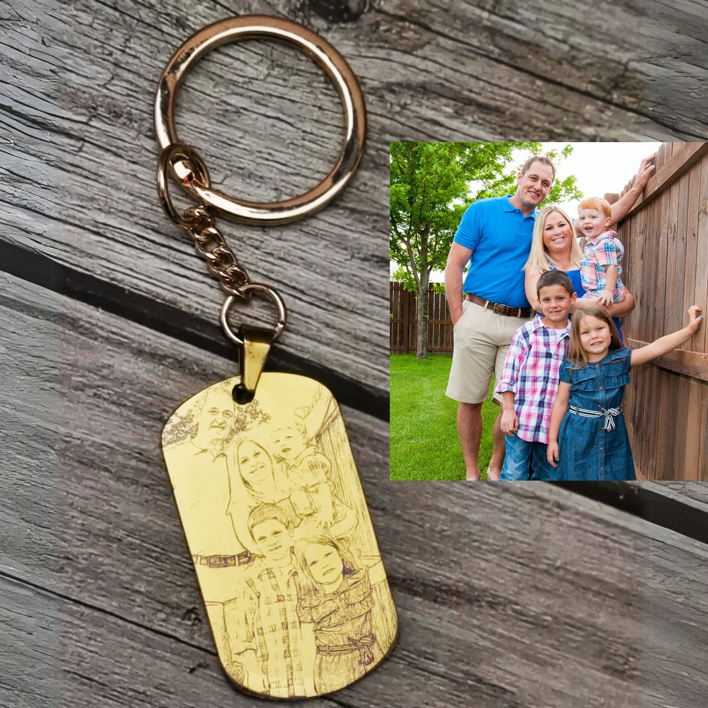 Personalized Engraved Keyring with Custom Line Drawing - Unique Gift for Birthdays, Weddings, anniversary, dad, mum, Business Promotions