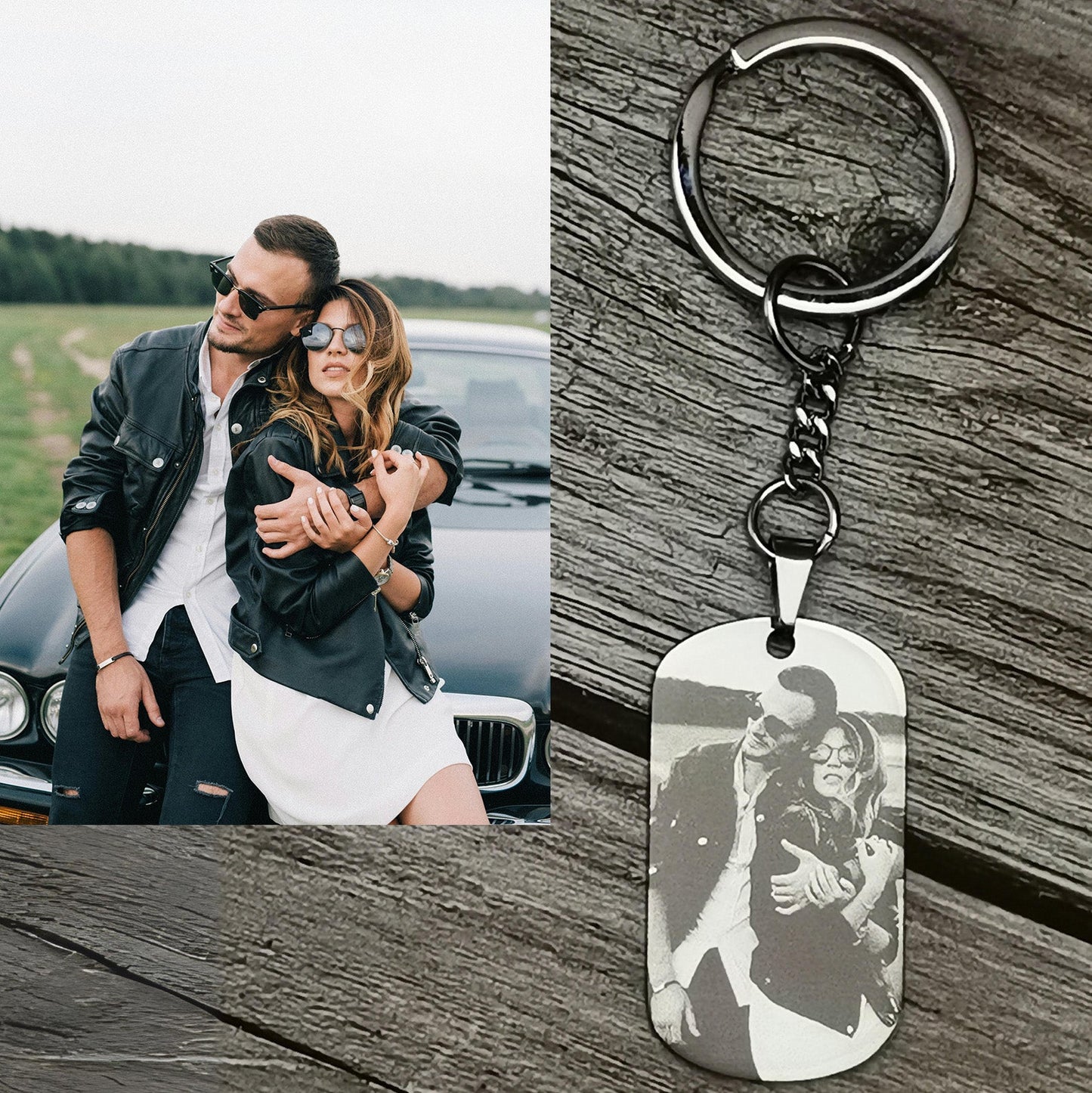 Personalized Customizable Laser-Engraved Keyring, Tag, Necklace Pendant  Photo Gift, Keepsake for Couples, Pet Owner, Dad, Business, Memory