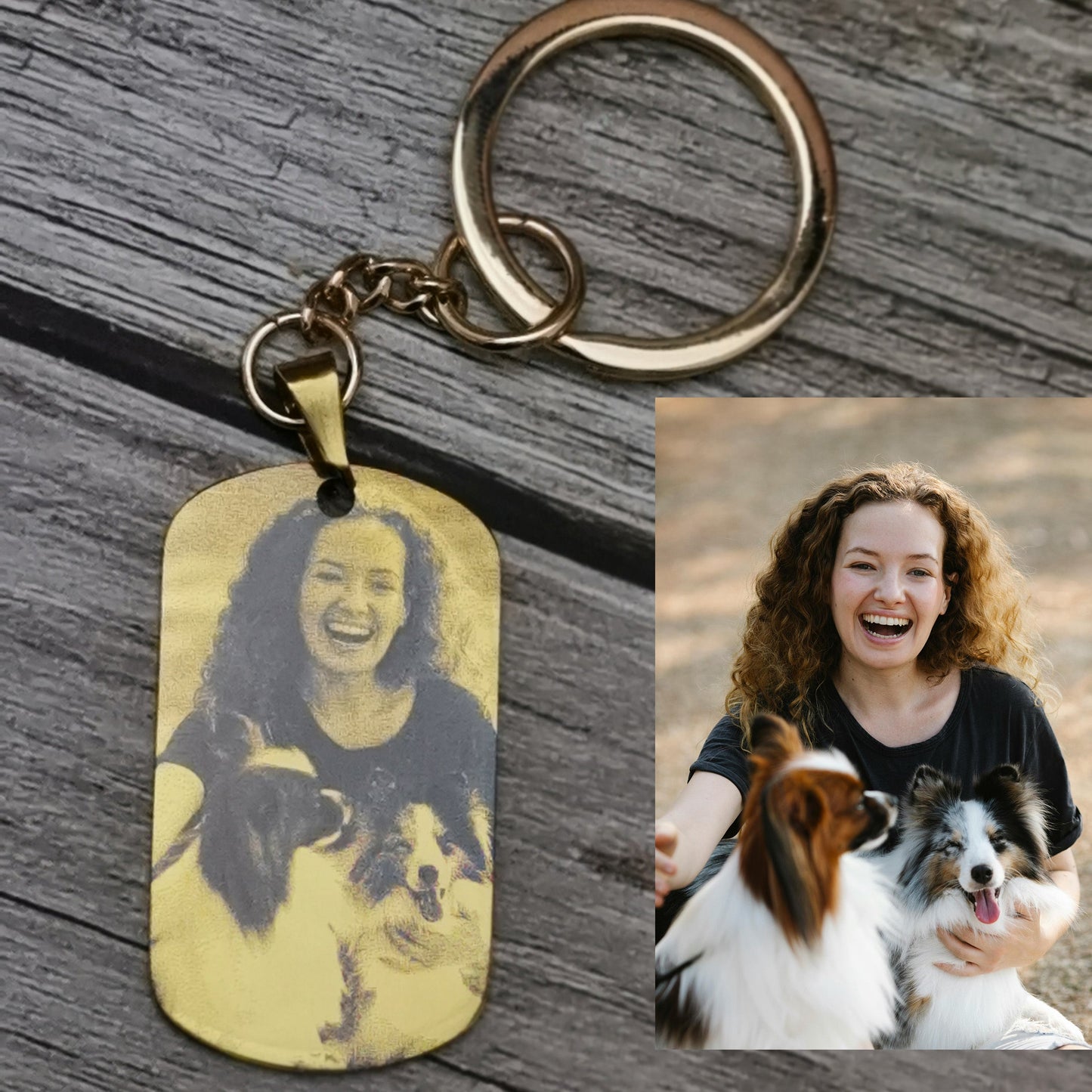 Personalized Customizable Laser-Engraved Keyring, Tag, Necklace Pendant  Photo Gift, Keepsake for Couples, Pet Owner, Dad, Business, Memory