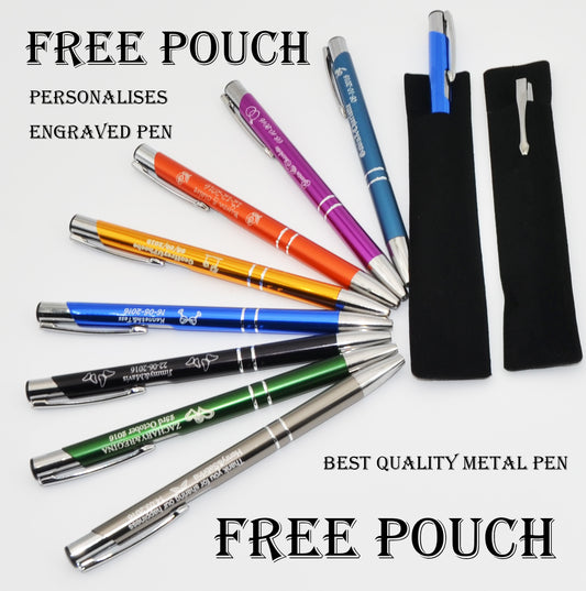 Custom Engraved Personalized Metal Pens wedding school gift Business Bombardier free pouches